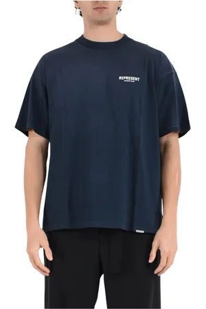 Represent Koszulki, Mężczyzna, Niebieski, 2XL, Oversize T-shirt z nadrukiem z przodu i z tyłu