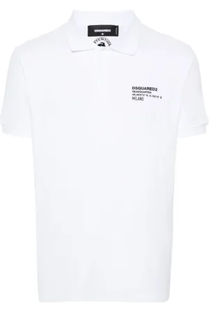Dsquared2 Koszulki, Mężczyzna, Biały, M, Bawełna, Biała koszulka polo o kroju tenisowym