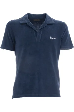 Ermenegildo Zegna Koszulki, Mężczyzna, Niebieski, S, Bawełna, Ciniglia Polo Shirt