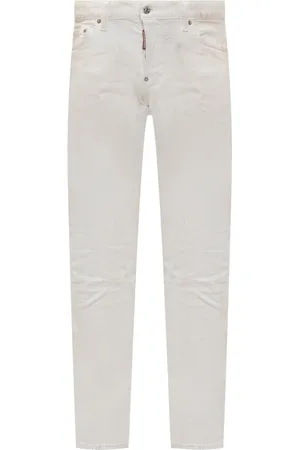 Dsquared2 Jeansy, Mężczyzna, Biały, M, Bawełna, Dżinsy Skinny Straight-Leg z Efektem Farb Dsquared 2
