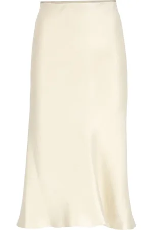Maison Margiela Spódnice, Kobieta, Beżowy, S, Spódnica midi z jedwabiu