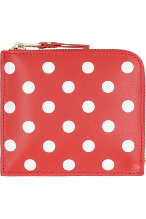 Comme des Garçons Akcesoria, Kobieta, Czerwony, ONE SIZE, Skóra, Skórzana portmonetka w kropki