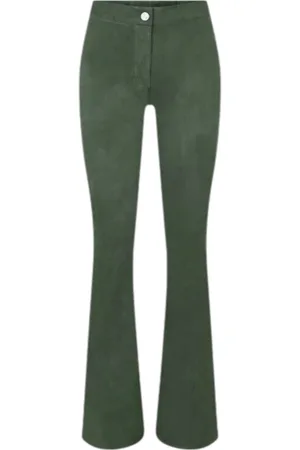 arma leder Spodnie, Kobieta, Zielony, S, Zamsz, Zielone Spodnie Bootcut Zamszowe Damskie Vintage