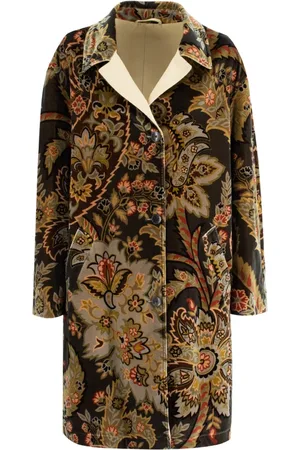 Etro Płaszcze, Kobieta, Zielony, S, Bawełna, Aksamitny płaszcz w paisley