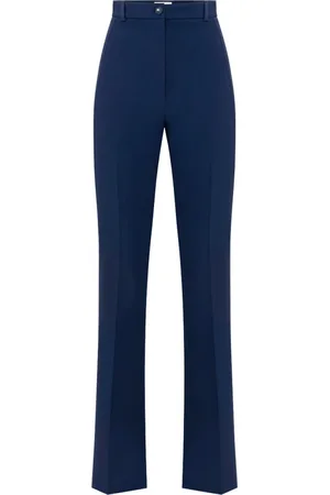 Elisabetta Franchi Spodnie, Kobieta, Niebieski, XL, Poliester, Niebieskie spodnie typu flare, eleganckie, dopasowane
