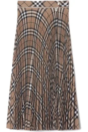 Burberry Spódnice, Kobieta, brązowy, 3XS, Wełna, Wełniana spódnica plisowana w kratę