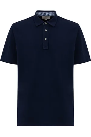 CANALI Koszulki, Mężczyzna, Niebieski, L, Bawełna, Koszulka Polo z Krótkim Rękawem