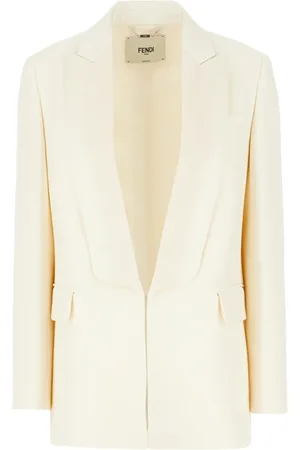 Fendi Kurtki, Kobieta, Beżowy, S, Wełna, Tuxedo Blazer
