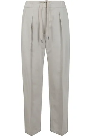 Brunello Cucinelli Spodnie, Kobieta, Szary, XS, Bawełna, Spodnie Chalk C455