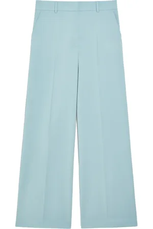 Max Mara Spodnie, Kobieta, Niebieski, 2XL, Wełna, Wełniane spodnie palazzo