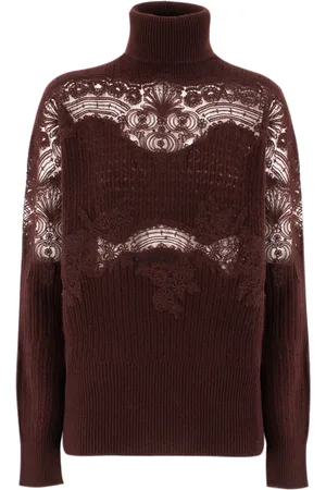 ERMANNO SCERVINO Swetry, Kobieta, Czerwony, S, Elegancki sweter z dzianiny koronkowej