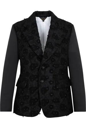 Comme des Garçons Kurtki, Kobieta, Czarny, S, Wełna, Czarna kurtka żakardowa z wełny