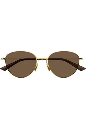 Bottega Veneta Akcesoria, Kobieta, Żółty, ONE SIZE, Ultracienkie metalowe okulary przeciwsłoneczne