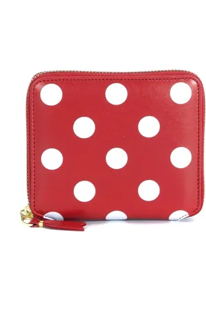 Comme des Garçons Akcesoria, unisex, Czerwony, ONE SIZE, Skóra, Czerwony skórzany portfel w kropki