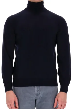 Brunello Cucinelli Swetry, Mężczyzna, Niebieski, M, Kaszmir, Golf z kaszmirem i wełną Dolcevita Style