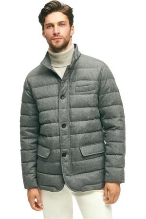 Brooks Brothers Kurtki, Mężczyzna, Szary, M, Wełna, Szara Wełniana Padded Marynarka Puffer
