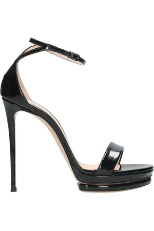 Casadei Buty, Kobieta, Czarny, 40 EU, Skóra, Sandały Julia z czarnej lakierowanej skóry