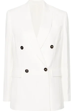 Brunello Cucinelli Kurtki, Kobieta, Beżowy, S, Len, Logo Jacket