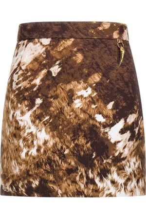 Roberto Cavalli Spódnice, Kobieta, brązowy, S, Spódnica Mini z Nadrukiem Appaloosa Brązowa