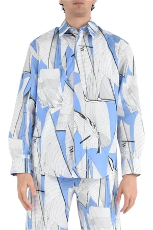 Msgm Koszule, Mężczyzna, Wielobarwność, 2XL, Koszula z nadrukiem Sail Race