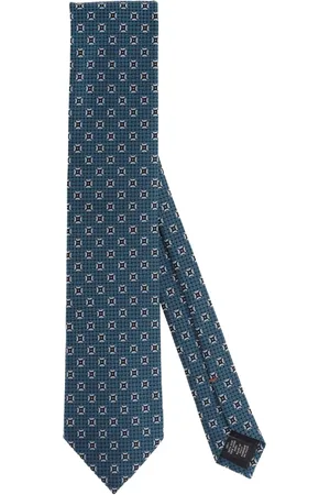 Ermenegildo Zegna Akcesoria, unisex, Niebieski, ONE SIZE, Niebieski jedwabny krawat z mikrowzorem