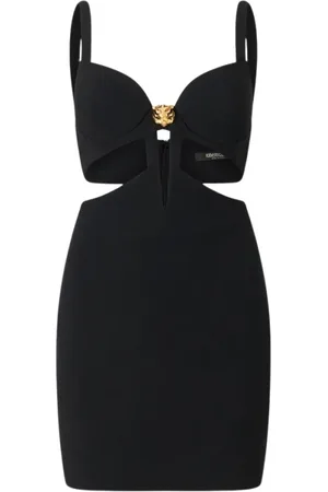 Roberto Cavalli Sukienki, Kobieta, Czarny, S, Tiger Cutout Mini Dress
