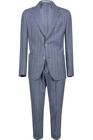 ELEVENTY Garnitury, Mężczyzna, Niebieski, M, Wełna, Slim Fit Wełna Jedwab Len Garnitur