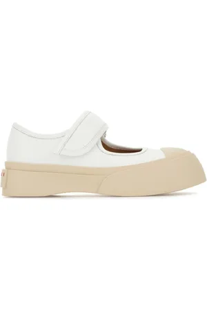 Marni Buty, Kobieta, Biały, 38 EU, Skóra, Białe Sneakersy z Paskami na Rzepy