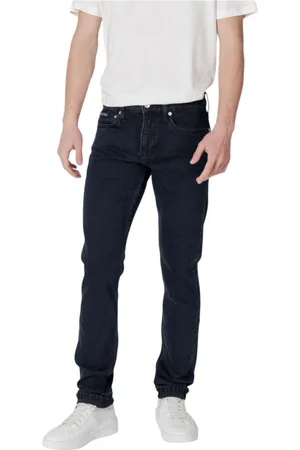 Calvin Klein Jeansy, Mężczyzna, Niebieski, W30 L34, Niebieskie Jeansyy z Zamkiem/Guzikiem i Kieszeniami