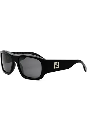 Fendi Akcesoria, Kobieta, Czarny, ONE SIZE, Kwadratowe Czarne Okulary Przeciwsłoneczne z Octanu