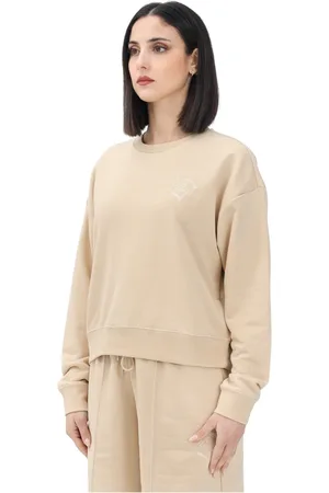 PUMA Bluzy, Kobieta, Beżowy, L, Beżowy Sweter z Grafiką Crew Neck
