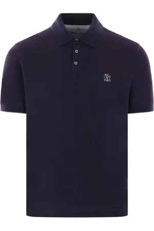 Brunello Cucinelli Koszulki, Mężczyzna, Niebieski, XL, Bawełna, Luksusowa koszulka polo z krótkim rękawem