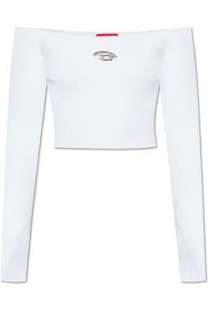 Diesel Swetry, Kobieta, Biały, S, Poliester, M-Vera-LS Logo Sweater