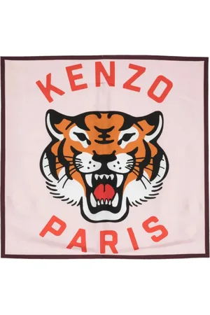 Kenzo Akcesoria, Kobieta, Różowy, ONE SIZE, Szalik Jedwabny Lucky Tiger