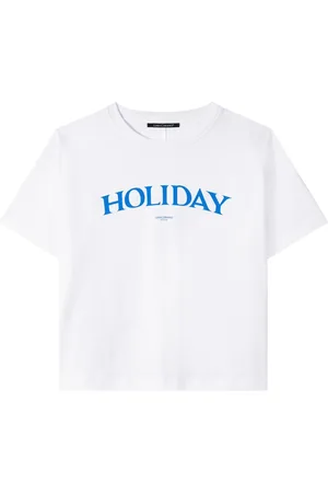 Luisa Cerano Koszulki, Kobieta, Biały, M, Bawełna, Biały T-shirt z nadrukiem logo Holiday