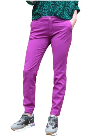 Masons Spodnie, Kobieta, Fioletowy, L, Bawełna, Jacqueline Curvy Chino Trousers