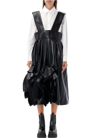 Comme des Garçons Sukienki, Kobieta, Czarny, S, Skóra, Czarna Spódnica Salopette z eko skóry Aw 24