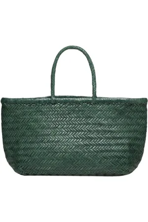 Dragon Diffusion Torebki, Kobieta, Zielony, ONE SIZE, Skóra, Ręcznie Tkana Skórzana Torba Tote