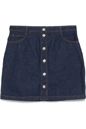 Maison Kitsuné Spódnice, Kobieta, Niebieski, W27, Bawełna, Niebieska dżinsowa spódnica z motywem lisa