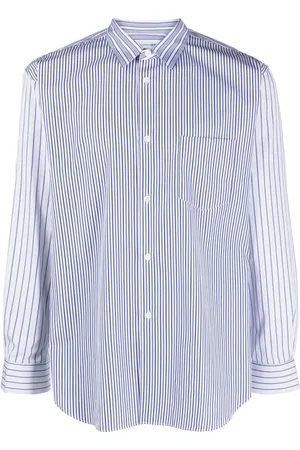 Comme des Garçons Koszule, Mężczyzna, Niebieski, M, Bawełna, Klasyczna koszula w niebieskie paski
