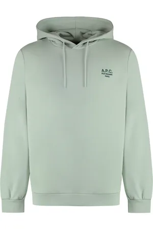 A.P.C. Bluzy, Mężczyzna, Zielony, XL, Bawełna, Bawełniana bluza z kapturem i prążkowanymi brzegami
