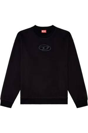 Diesel Bluzy, Mężczyzna, Czarny, M, Bawełna, Czarna bluza z wyciętym logo