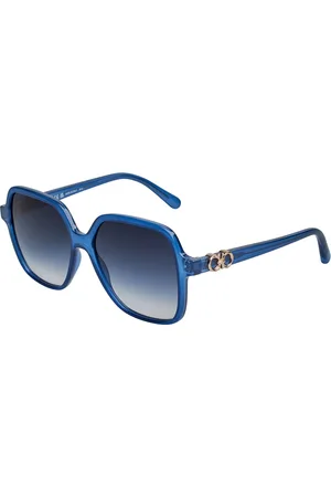 Salvatore Ferragamo Akcesoria, Kobieta, Niebieski, ONE SIZE, Geometryczne Okulary przeciwsłoneczne z octanu
