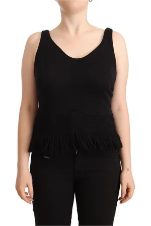 ERMANNO SCERVINO Koszulki, Kobieta, Czarny, L, Bawełna, Top bez Rękawów