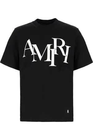AMIRI Koszulki, Mężczyzna, Czarny, L, Bawełna, T-shirt z przesuniętym logo