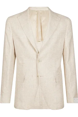 ELEVENTY Kurtki, Mężczyzna, Beżowy, M, Len, Slim Fit Lniana Wełniana Jedwabna Kurtka