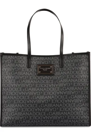 Dolce & Gabbana Torebki, Mężczyzna, Szary, ONE SIZE, Bawełna, Stylowa Torba z Obrzeżami Skóry