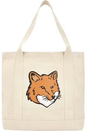Maison Kitsuné Torebki, Kobieta, Beżowy, ONE SIZE, Bawełna, Beżowa Torba z Nadrukiem