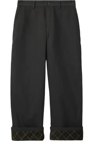 Burberry Spodnie, Mężczyzna, Czarny, L, Bawełna, Czarne spodnie z haftowanym logo