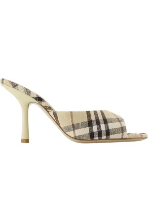 Burberry Buty, Kobieta, Beżowy, 37 EU, Len, Neutralne czółenka w kratę z lnu